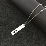 Hollow Semicolon Charm Necklace Mirror Polished Stainless Steel Jewelry