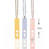 Hollow Semicolon Charm Necklace Mirror Polished Stainless Steel Jewelry