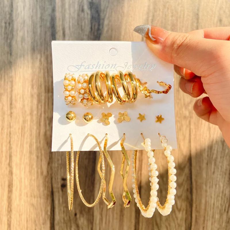 6 Pairs Big Drop Dangle Circle Earrings Set for Women