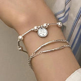 925 Silver Pearl Letter Crown Bracelet for Women