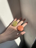 Summer Transparent Colorful Geometry Rings Set for Women Girls