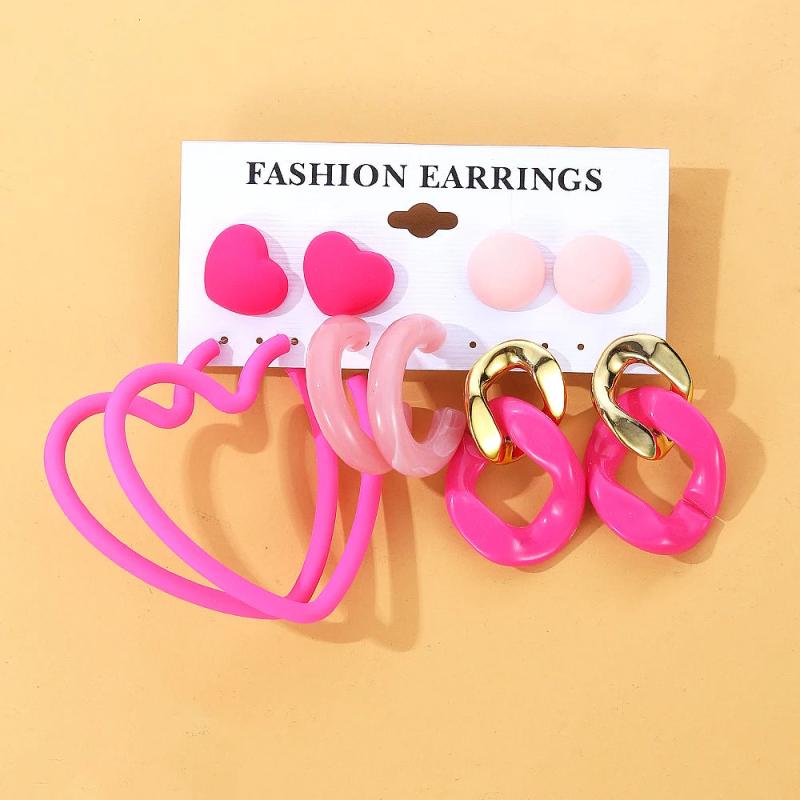 Colorful Geometric Acrylic Drop Earrings Set for Women