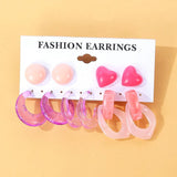 Colorful Geometric Acrylic Drop Earrings Set for Women