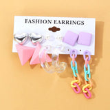 Colorful Geometric Acrylic Drop Earrings Set for Women