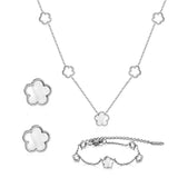 Flower Pendant Necklace Set For Women Stainless Steel