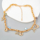 Metal Fish Link Necklace Set for Women Lady Maxi Chokers Boho Collar Jewelry