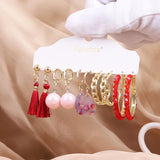 Shell Bay Long Earrings Set Pink Bohemian Drop Small Jewelry Women