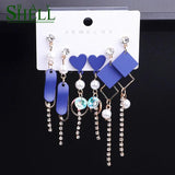 Shell Bay Long Earrings Set Pink Bohemian Drop Small Jewelry Women