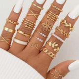 Boho Vintage Ring Set for Women Retro Jewelry