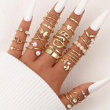 Boho Vintage Ring Set for Women Retro Jewelry