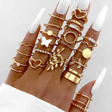 Boho Vintage Ring Set for Women Retro Jewelry