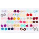 Colorful Resin Rose Flower Stud Earrings Set for Girls Children Jewelry Gift