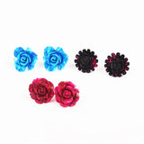Colorful Resin Rose Flower Stud Earrings Set for Girls Children Jewelry Gift