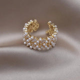 Korea Zircon Pearl Ring Women's Opening Adjustable
