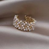 Korea Zircon Pearl Ring Women's Opening Adjustable