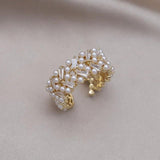Korea Zircon Pearl Ring Women's Opening Adjustable