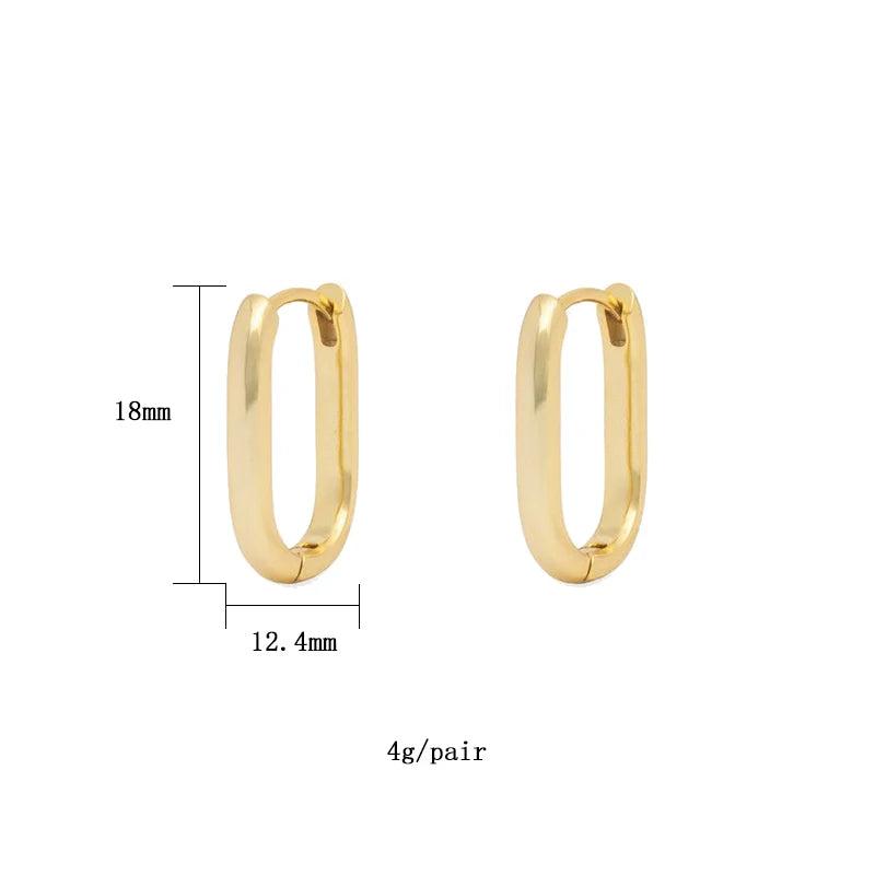 Plated Hoop Clip Stud Dangle Earrings For Women CZ Zircon Piercing Earrings Set