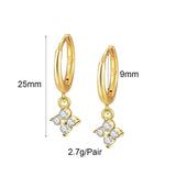Plated Hoop Clip Stud Dangle Earrings For Women CZ Zircon Piercing Earrings Set