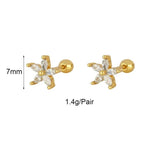 Plated Hoop Clip Stud Dangle Earrings For Women CZ Zircon Piercing Earrings Set