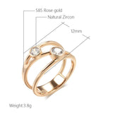 Kinel Natural Zircon Ring 585 Rose Line Rings Wedding Daily Jewelry