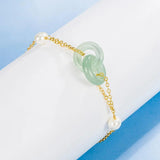 Vintage Jade Circle Bracelet 925 Silver Jewelry Pearl Lady Gift