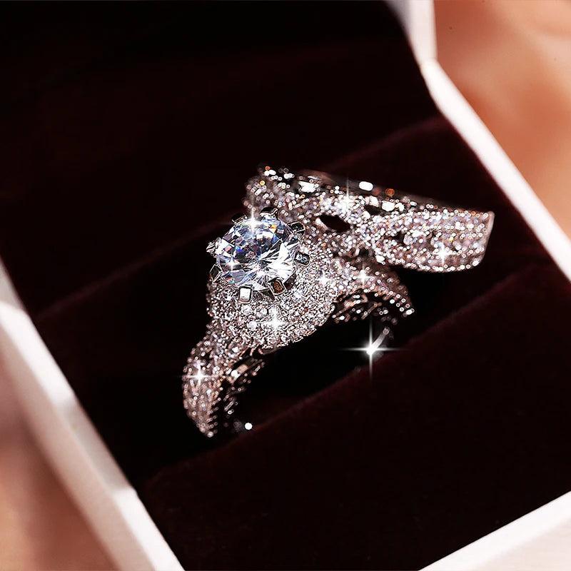 925 Silver Women's Ring Geometric Shape Double Layer Ring Party Gift
