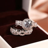 925 Silver Women's Ring Geometric Shape Double Layer Ring Party Gift