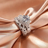 925 Silver Women's Ring Geometric Shape Double Layer Ring Party Gift