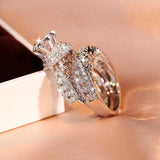 925 Silver Women's Ring Geometric Shape Double Layer Ring Party Gift