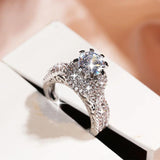 925 Silver Women's Ring Geometric Shape Double Layer Ring Party Gift