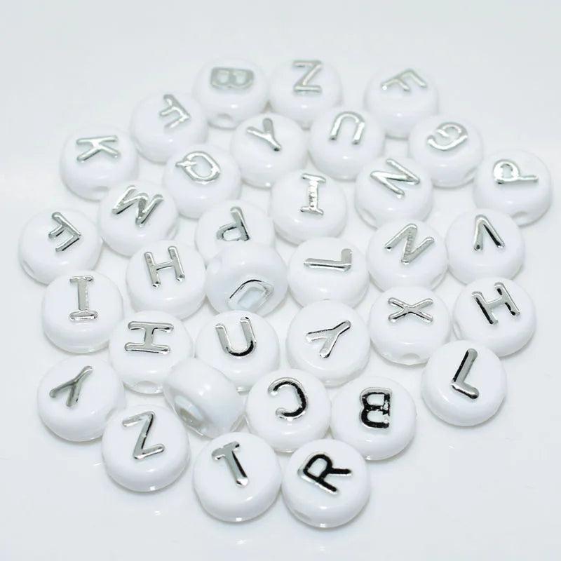 10mm 100pcs Random Flat Round Alphabet Acrylic Loose Beads for DIY