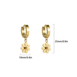 Stainless Steel Daisy Flower Hoop Huggie Earrings