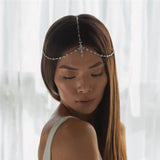 Boho Bridal Head Chain Leaf Forehead Headband Hair Jewelry for Women