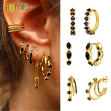 Zircon Sterling Silver Hoop Earrings Women Jewelry
