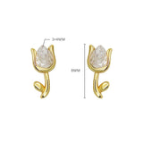 Mini Tulip Flower Stud Earrings S925 Silver 18K Gold-Plated Zircon Earr