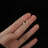 Mini Tulip Flower Stud Earrings S925 Silver 18K Gold-Plated Zircon Earr