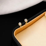Mini Tulip Flower Stud Earrings S925 Silver 18K Gold-Plated Zircon Earr