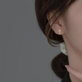Mini Tulip Flower Stud Earrings S925 Silver 18K Gold-Plated Zircon Earr