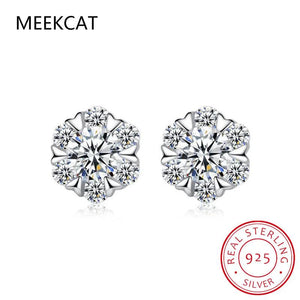 Moissanite Stud Earrings 0.5CT 1CT 925 Sterling Silver D VVS1 Lab Diamond