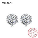 Moissanite Stud Earrings 0.5CT 1CT 925 Sterling Silver D VVS1 Lab Diamond