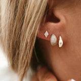 925 Silver Star-shaped Zircon Ear Buckle Earrings