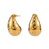 CZ Zircon Water Drop Earrings Stainless Steel Hoop Earrings