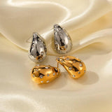 CZ Zircon Water Drop Earrings Stainless Steel Hoop Earrings