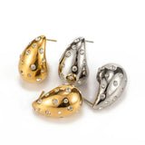 CZ Zircon Water Drop Earrings Stainless Steel Hoop Earrings