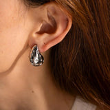 CZ Zircon Water Drop Earrings Stainless Steel Hoop Earrings