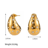 CZ Zircon Water Drop Earrings Stainless Steel Hoop Earrings