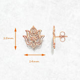 Lotus Rose Stud Earrings, 925 Silver Fine Jewelry for Women Gift