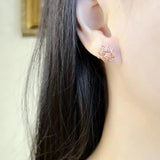 Lotus Rose Stud Earrings, 925 Silver Fine Jewelry for Women Gift