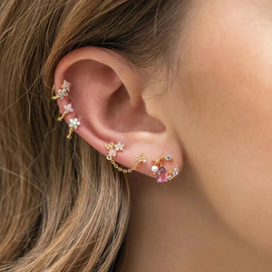 6 Pcs Small Crystal Flower Earrings Set for Women Cartilage Piercing