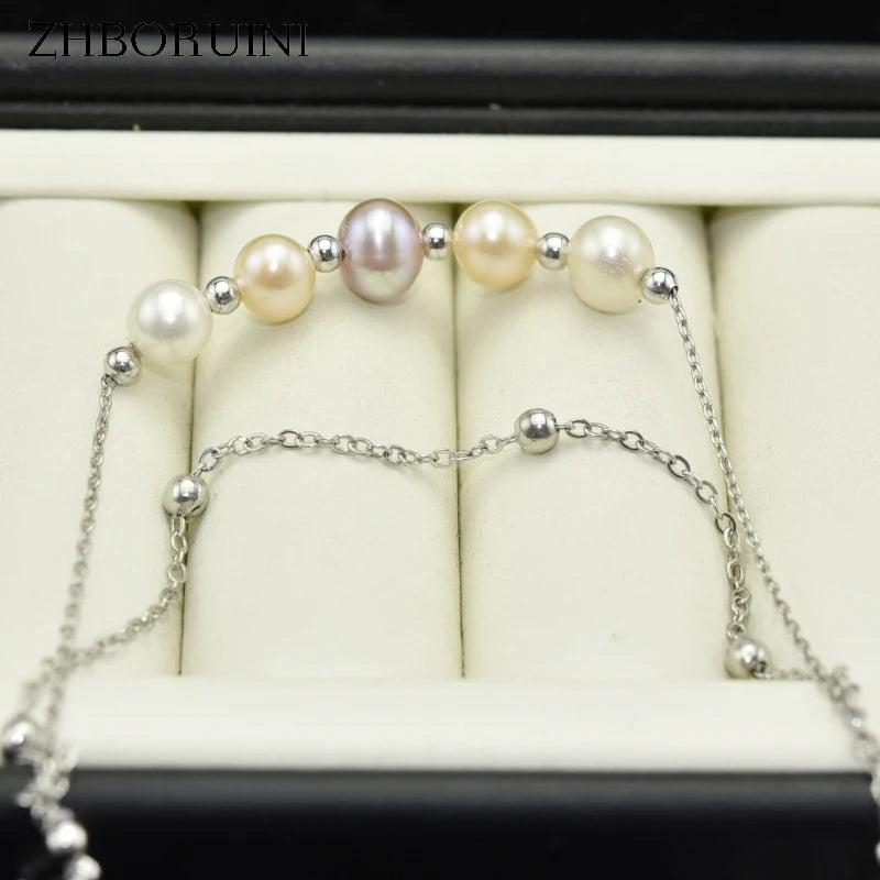 Natural Pearl Tassels Bracelet 925 Sterling Silver Beads Gift